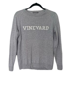 Alashan XS Womens Grey White VINEYARD Cashmere Blend Soft Cozy Crewneck Sweater